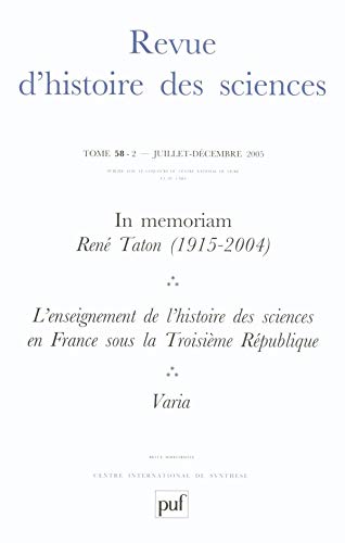 Histoires des sciences, Tome 58 - 2/2005 (French Edition)