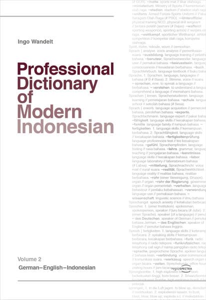 Professional Dictionary of Modern Indonesian: Volume 2: German–English–Indonesian