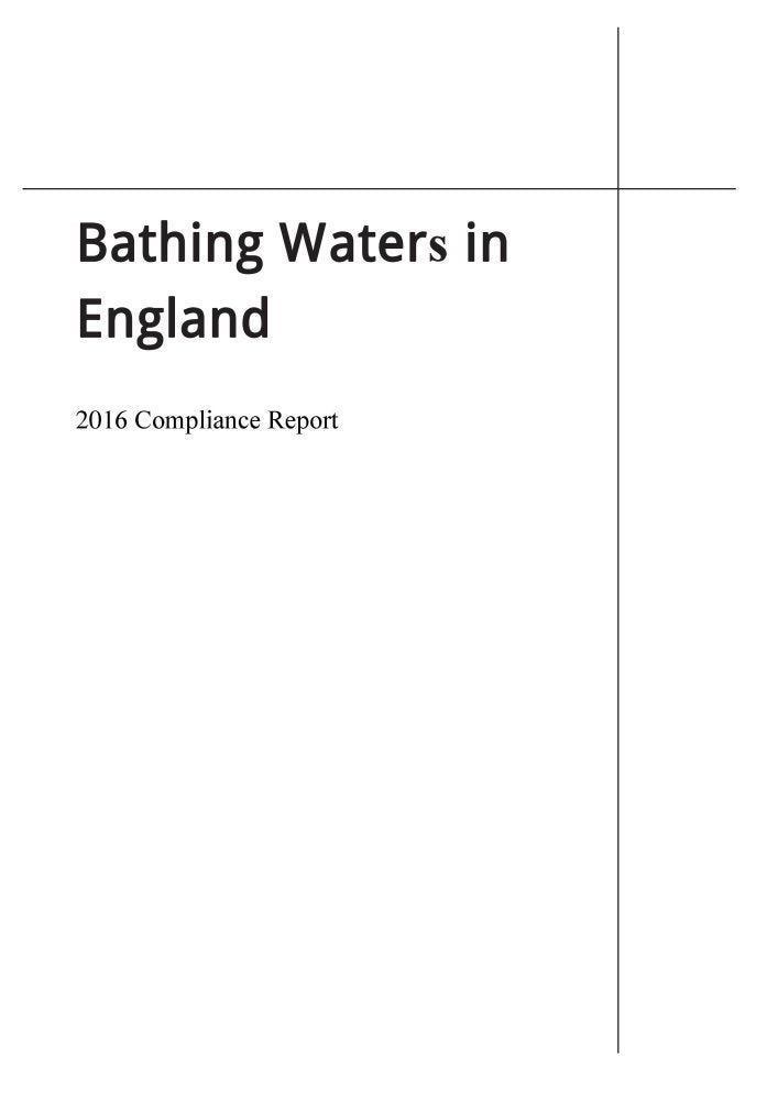 Bathing Waters in England 2016 Compliance Report