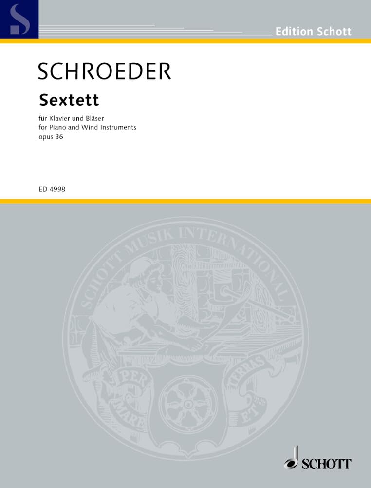 Sextett: op. 36. Piano, Flute, Oboe, Clarinet (A), French Horn and Bassoon. Partition et parties.