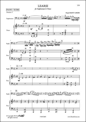 PARTITION CLASSIQUE - Learsi - P. SAINT-LEGER - Euphonium et Piano