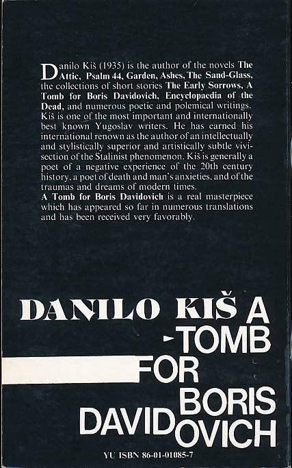 A Tomb for Boris Davidovich. Trans. By Duska Mikic-Mitchell