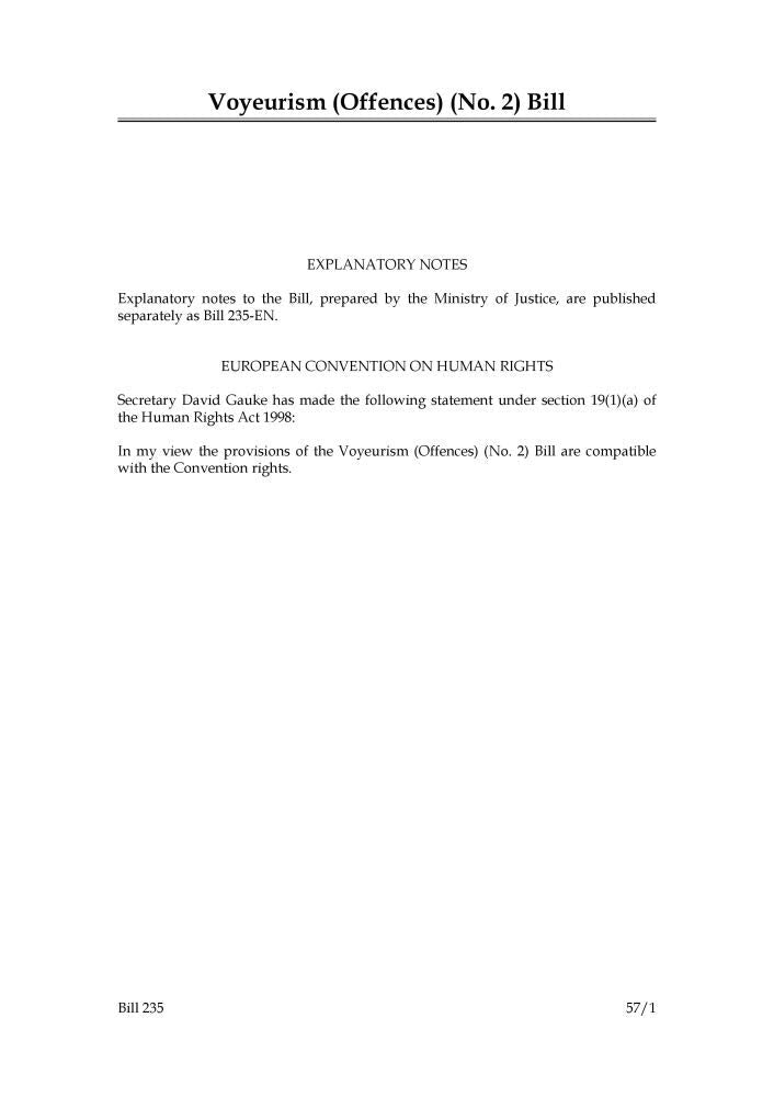 Voyeurism (Offences) (No. 2) Bill (House of Commons) HCB 235