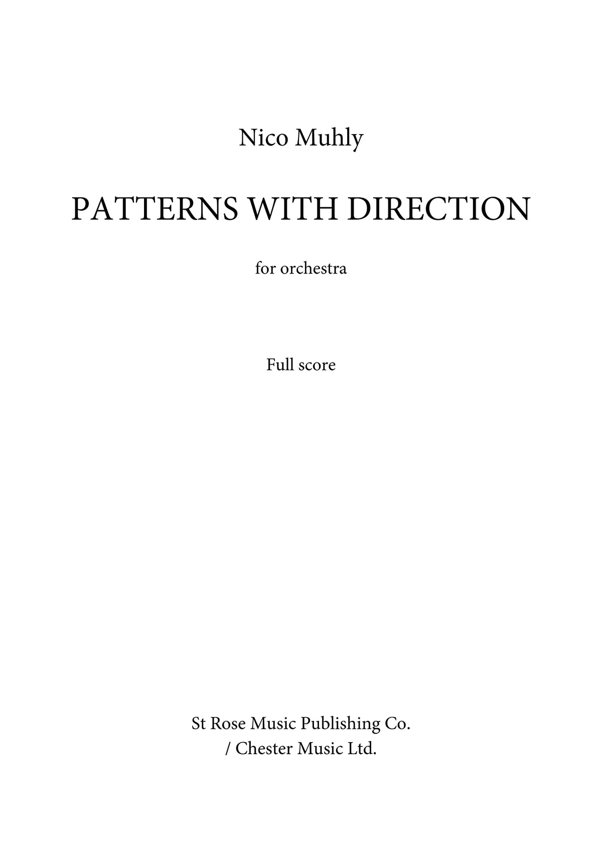 Patterns With Direction (Full Score)