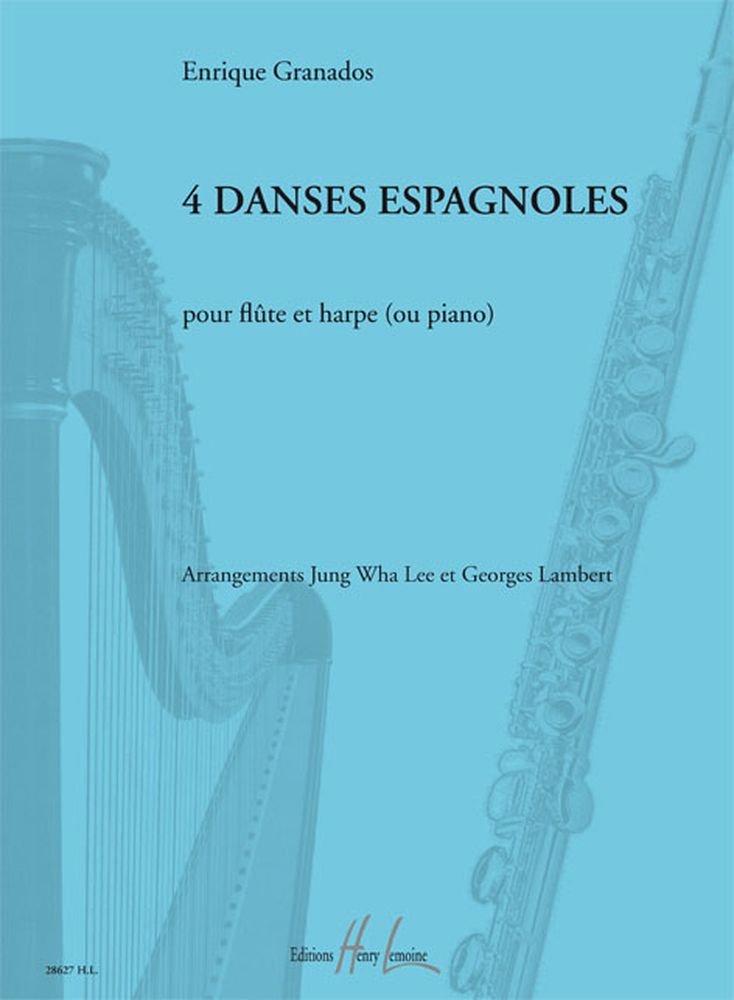 DANSES ESPAGNOLES (4) --- FLUTE ET HARPE (OU PIANO) (French Edition)
