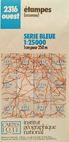Carte de randonnée, n° 2316 : Ouest Etampes Essonne - échelle : 1 cm = 250 mètres