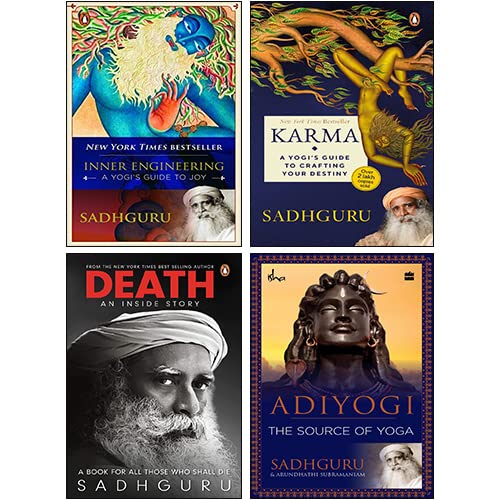 Sadhguru 4 Books Collection Set(Inner Engineering, Death, Karma, Adiyogi: The Source of Yoga)