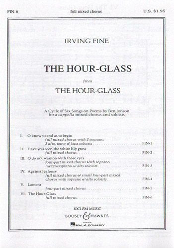 The Hour-Glass: No. 6 The Hour-Glass. mixed choir (SATB) a cappella. Partition de chœur.