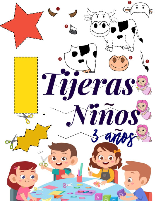 Tijeras Niños 3 Años: Libro de Cortar y Pegar, libro de actividades preescolar, libro recortar niños. (Spanish Edition)