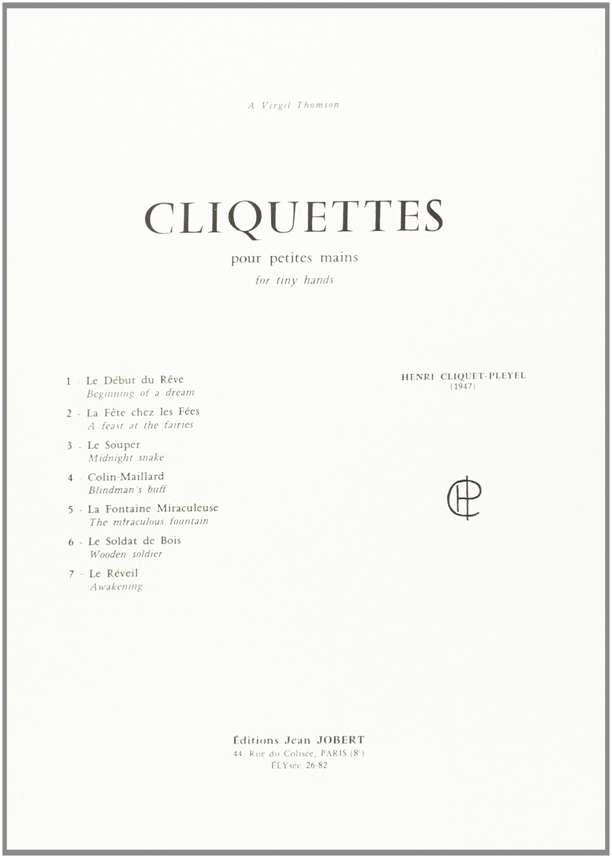 Cliquet-Pleyel: Cliquettes pour petites mains
