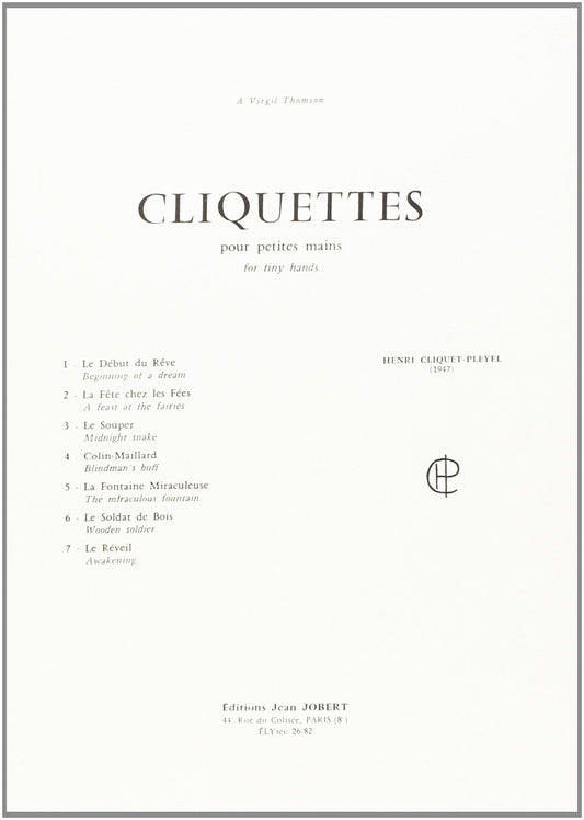 Cliquet-Pleyel: Cliquettes pour petites mains