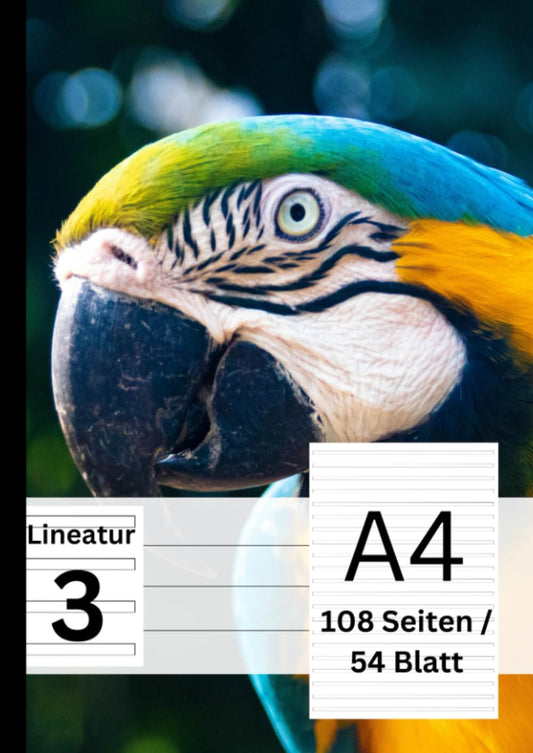 Schreibheft - Lineatur 3 | 108 Seiten / 54 Blatt - A4 Format - Ideal für 3. bis 4. Klasse: Premium Schulheft, geeignet a