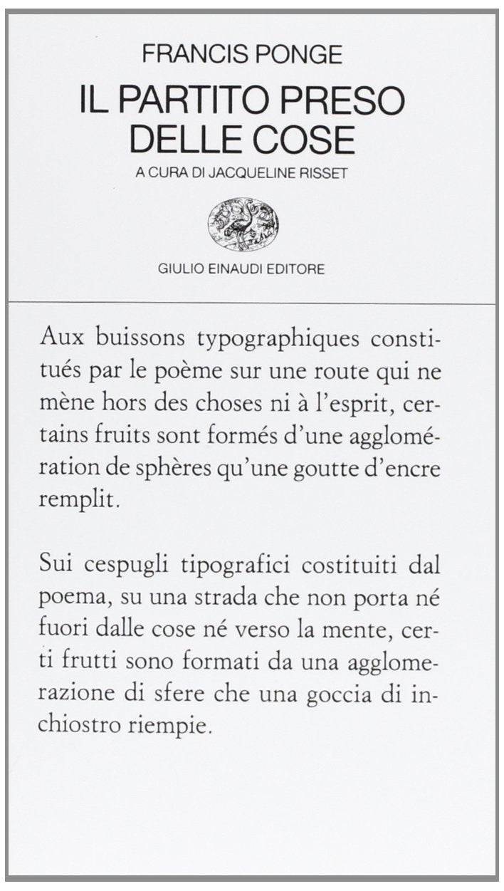 Il partito preso delle cose