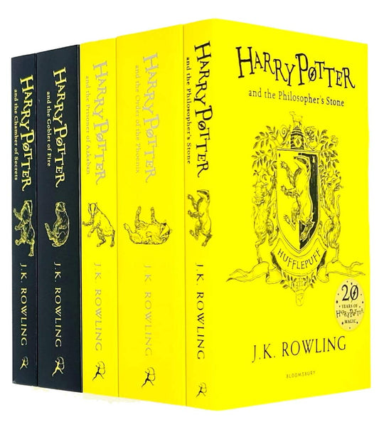 Harry Potter House Hufflepuff Edition Series 6-10: 5 Books Collection Set By J.K. Rowling (Philosopher's Stone, Chamber of Secrets, Prisoner of Azkaba
