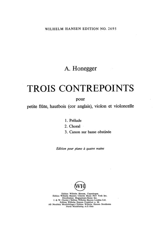 Arthur Honegger: Trois Contrepoints (Piano Duet)