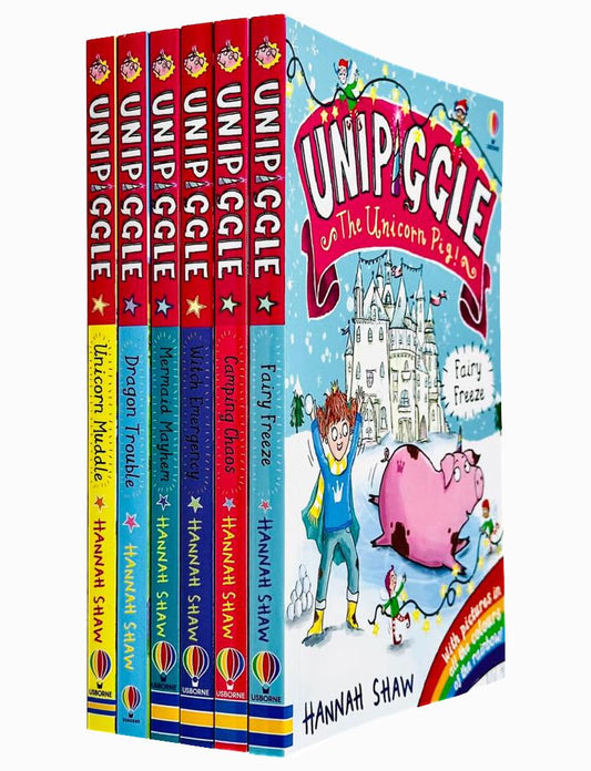 Unipiggle the Unicorn Pig Series 6 Books Collection Set by Hannah Shaw (Unicorn Muddle, Dragon Trouble, Mermaid Mayhem, Witch Emergency, Camping Chaos