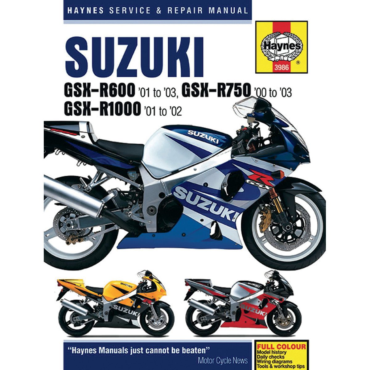 Suzuki GSX-R600 '01 to '03, GSX-R750 '00 to '03, GSX-R1000 '01-'02 (Haynes Service & Repair Manual)