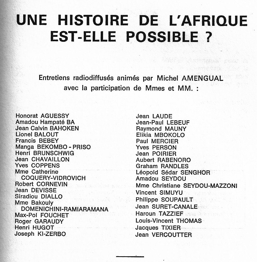 Une Histoire de l'Afrique est-elle possible?: Entretiens radiodiffusés (French Edition)