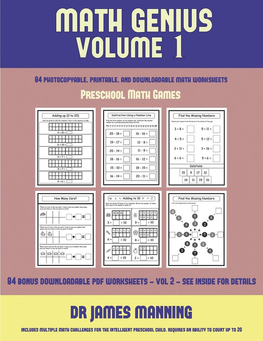 Preschool Math Games (Math Genius Vol 1): This book is designed for preschool teachers to challenge more able preschool students: Fully copyable, printable, and downloadable