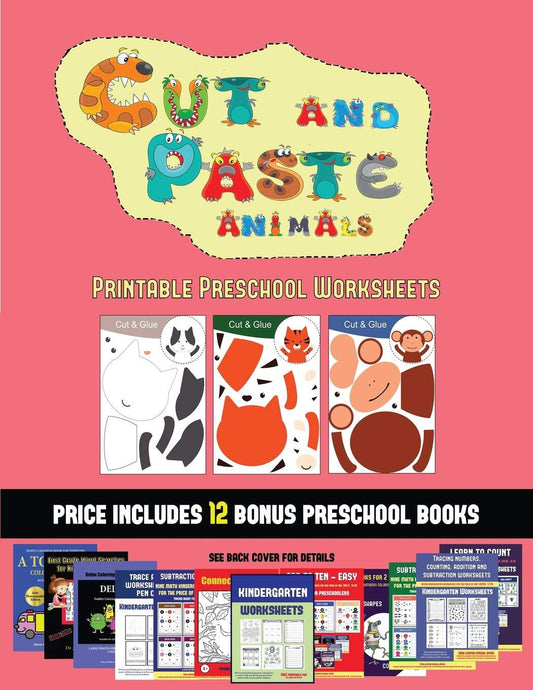 Printable Preschool Worksheets (Cut and Paste Animals): A great DIY paper craft gift for kids that offers hours of fun
