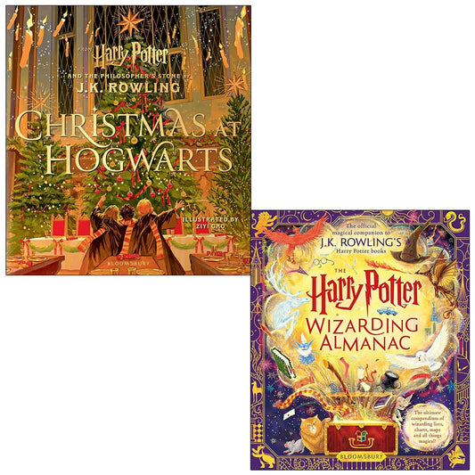 Christmas at Hogwarts & The Harry Potter Wizarding Almanac By J.K. Rowling 2 Books Collection Set