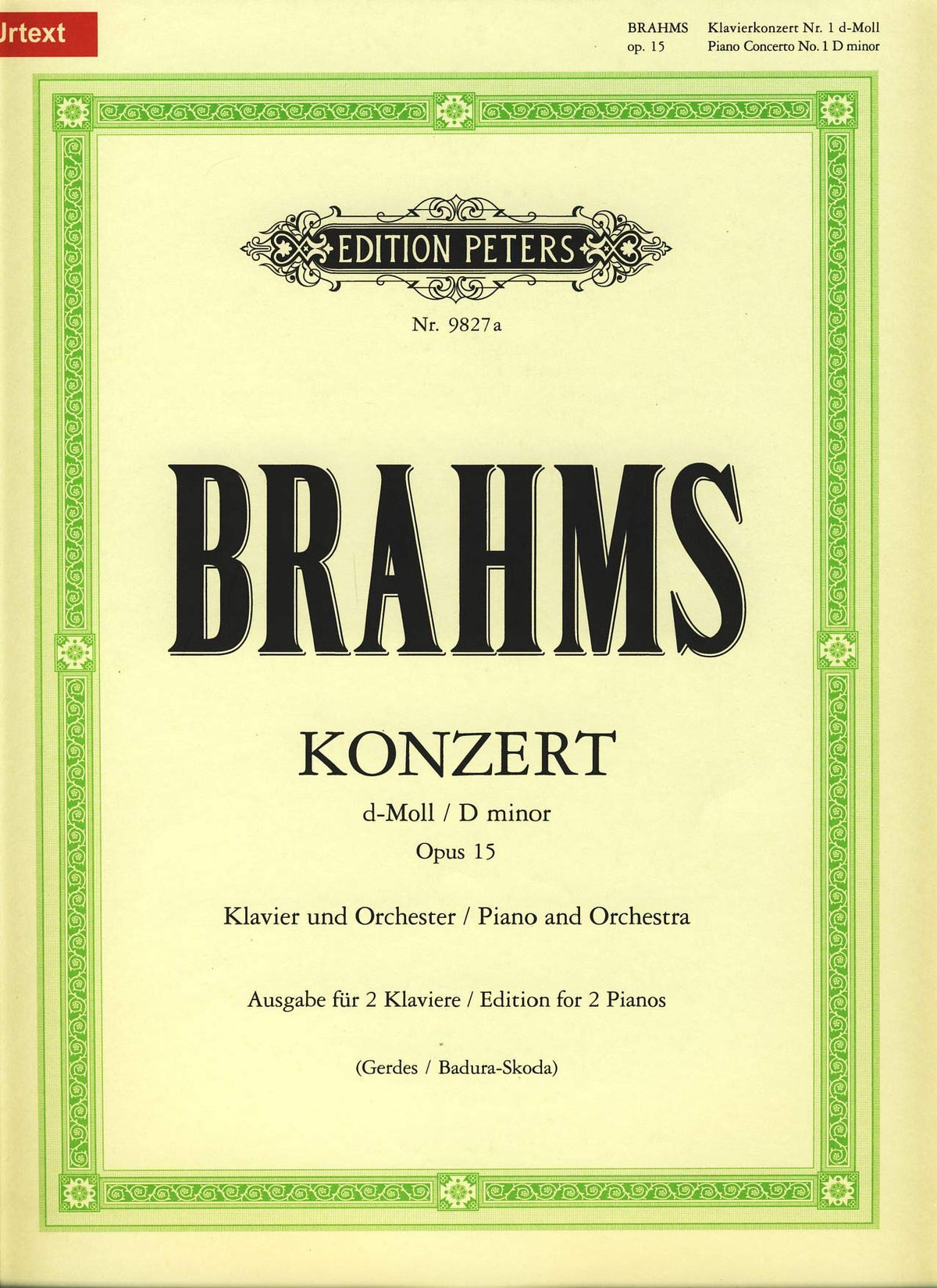 Partitions classique EDITION PETERS BRAHMS JOHANNES - CONCERTO NO.1 IN D MINOR OP.15 - PIANO 4 HANDS Piano