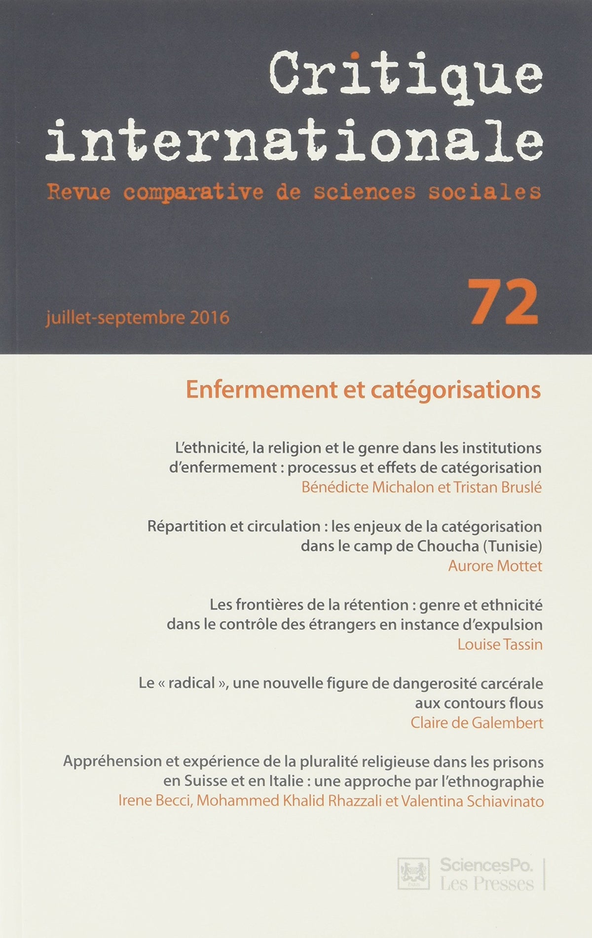 Critique Internationale 72