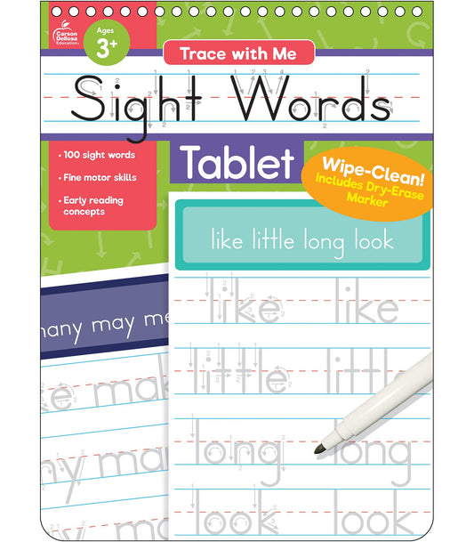 Trace with Me: Sight Words Wipe Clean Workbook, Practice Sight Words with Dry Erase Marker for Preschool and Kindergarte