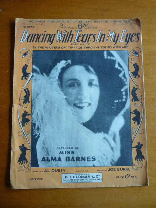 song sheet DANCING WITH TEARS IN MY EYES Rudy Vallee
