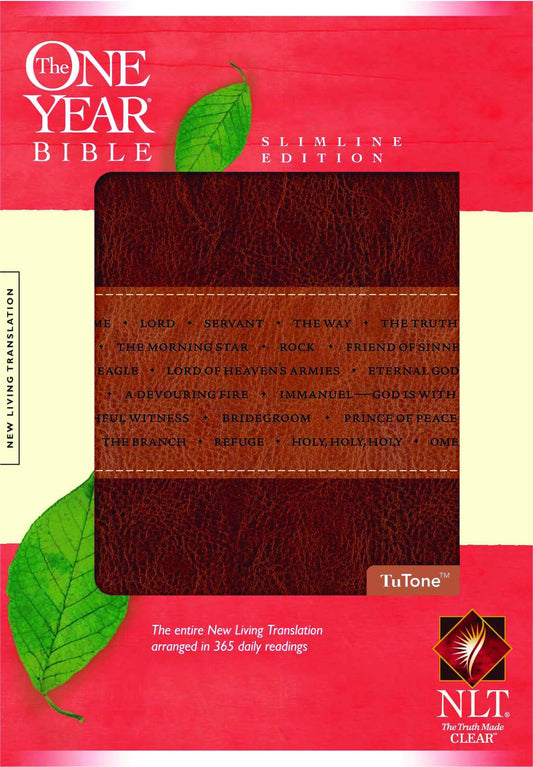 The One Year Bible NLT, Slimline Edition, TuTone (LeatherLike, Brown/Tan)
