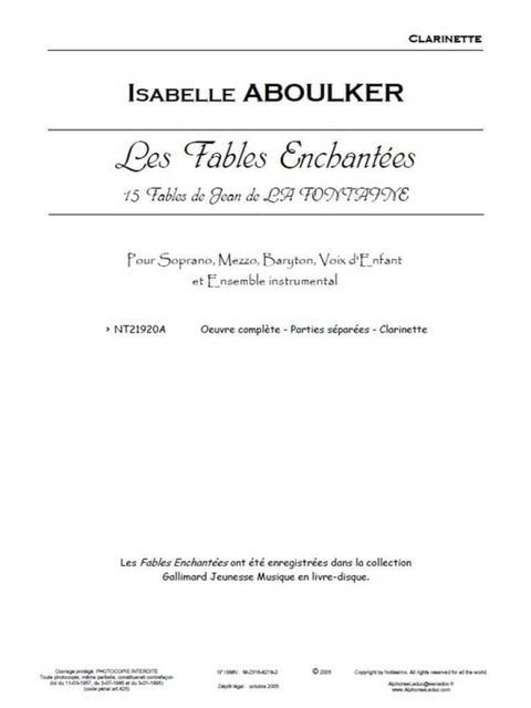 Isabelle Aboulker: les Fables Enchantees - Instrumental Parts