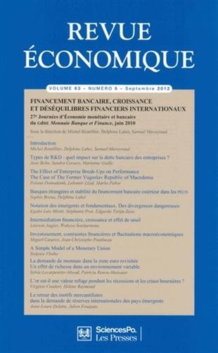 Revue économique, Volume 63 N° 5, sept :