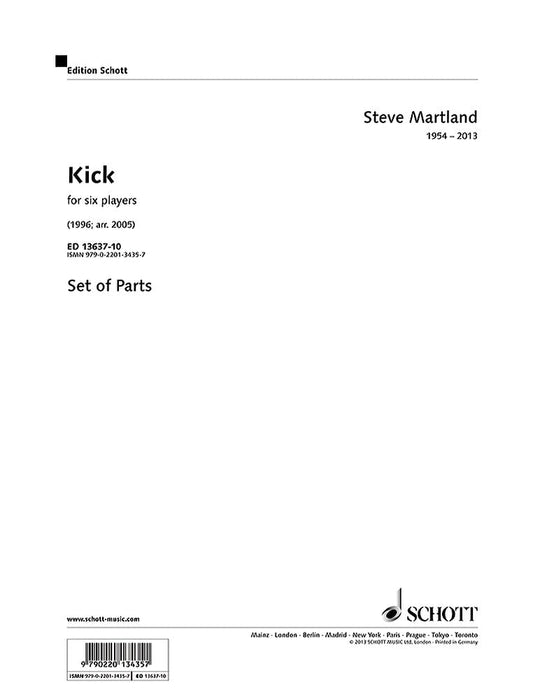 Kick: for six players. flute, bass clarinet, percussion, piano, violin and cello. Jeu de parties.