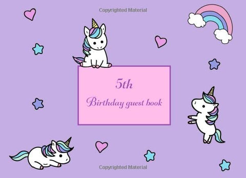 5th Birthday guest book: Birthday celebration sentimental keepsake gift for 5 year olds girls | Party message writing gu