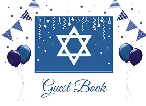 Guest Book: Dark Blue Bar Mitzvah Guest Book with Judaica Star of David design, for any Jewish event: Jewish Wedding, Ba