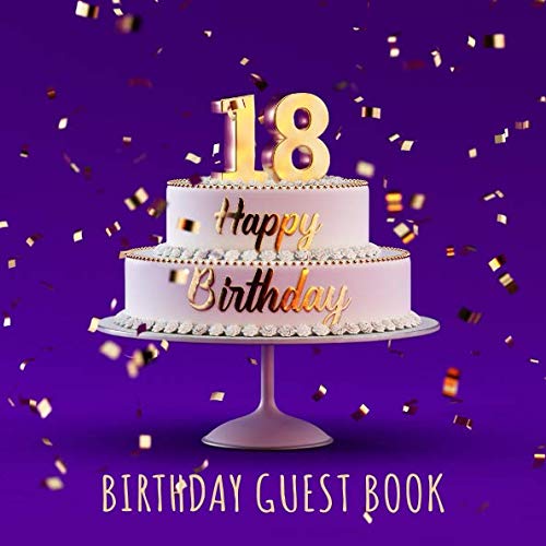 Happy 18th Birthday: Birthday Party Guest Book with 110 Pages - Purple Edition