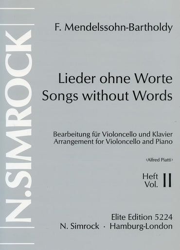 Songs without Words: op. 38/53. cello and piano.