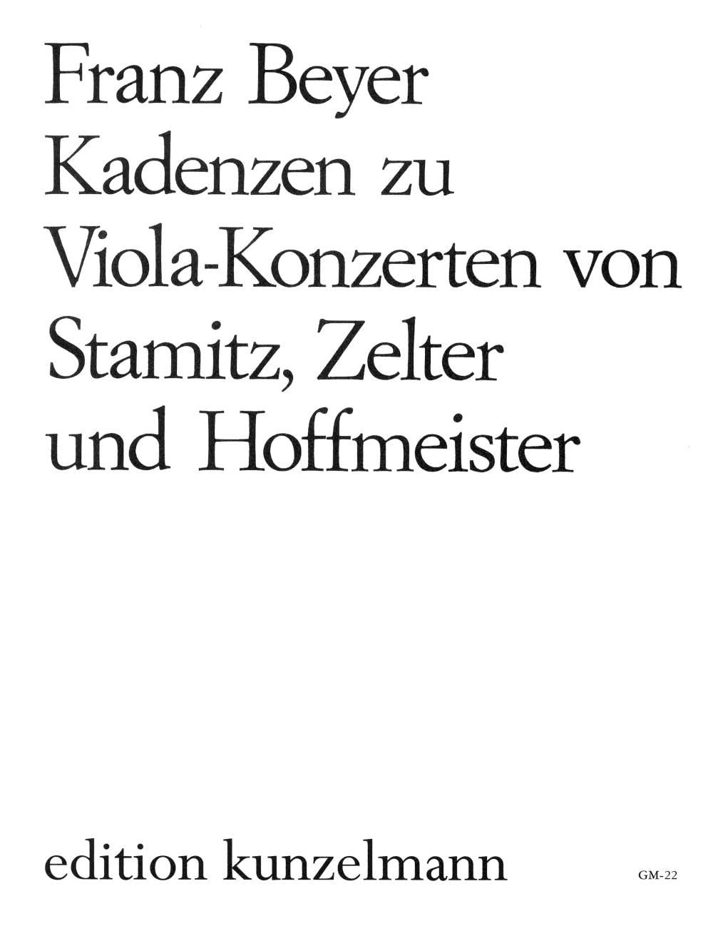 Beyer: Cadenzas to Viola Concerti by Stamitz, Zelter, and Hoffmeister