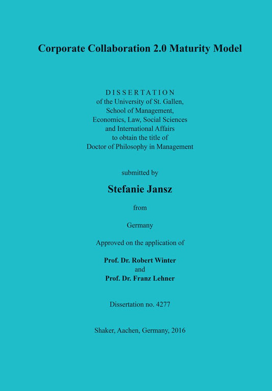 Corporate Collaboration 2.0 Maturity Model (Berichte aus der Wirtschaftsinformatik)
