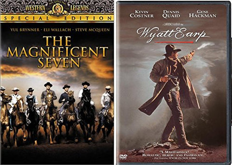 The Magnificent Seven + Wyatt Earp DVD Western Pack 2 Movie Set Action Bundle