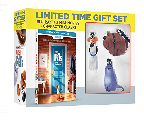 The Secret Life of Pets Limited Time Gift Set + 3 Character Clip Ons (Blu-ray + DVD + Digital HD)