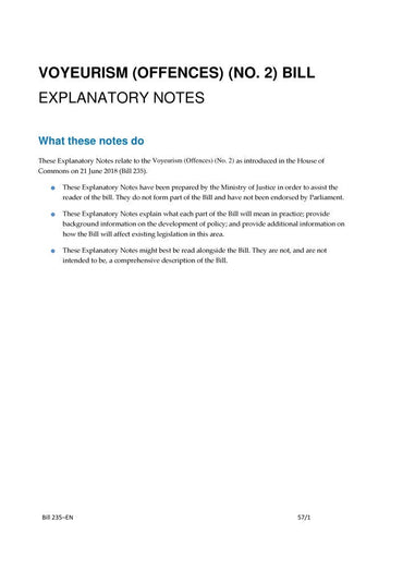 Voyeurism (Offences) (No. 2) Bill Explanatory Notes (House of Commons) HCB 235-EN