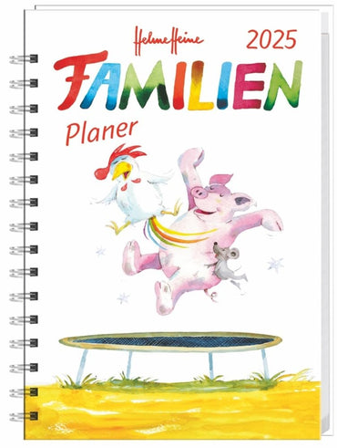 Helme Heine: Familienplaner-Buch A6 2025: Familienkalender mit 4 Spalten. Liebevoll illustrierter Buch-Kalender mit Eins