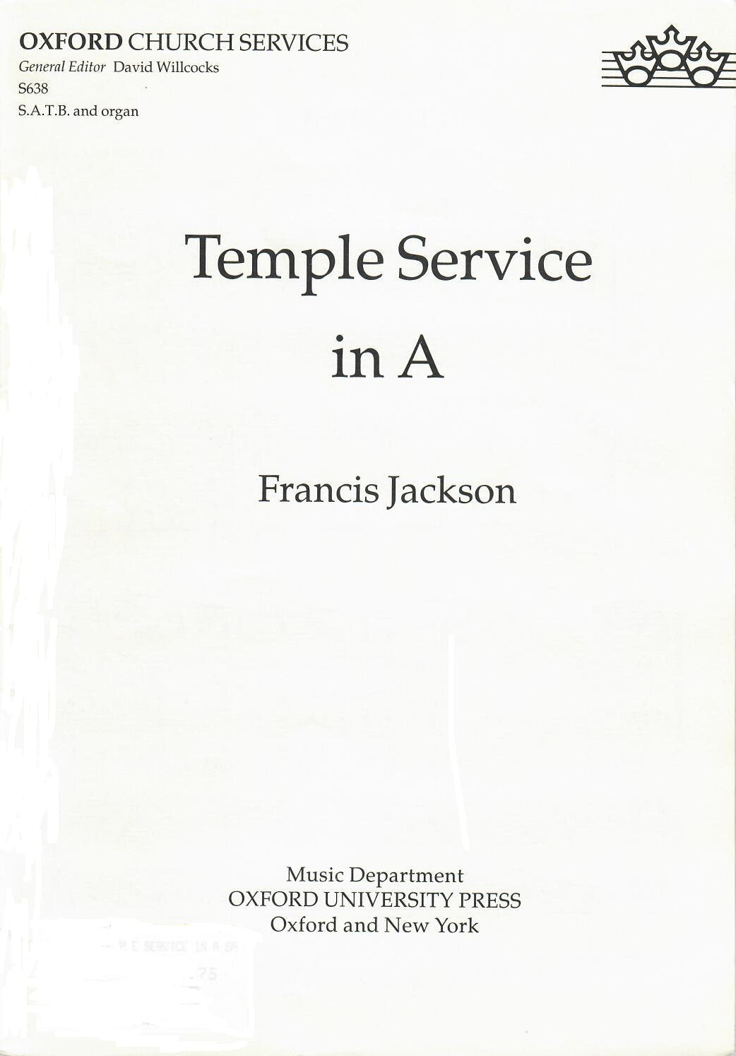 Temple service in A: S.A.T.B. and organ