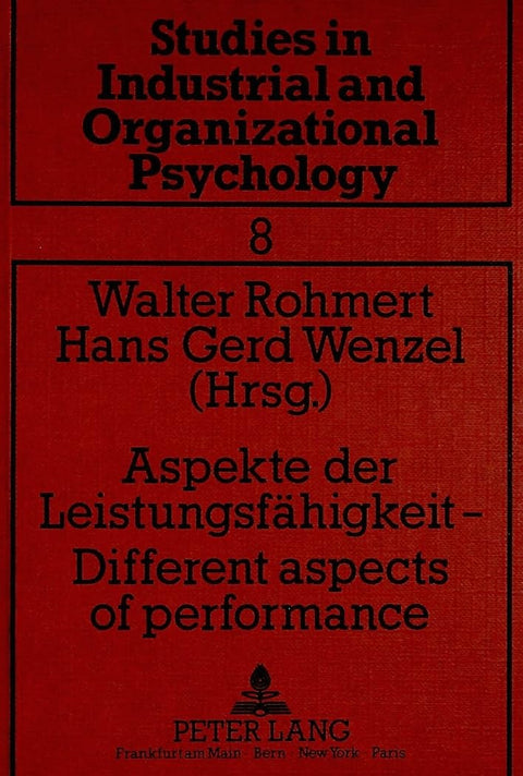 Aspekte der Leistungsfähigkeit -- Different aspects of performance: Internationales Symposium aus Anlaß des 60. Geburtst
