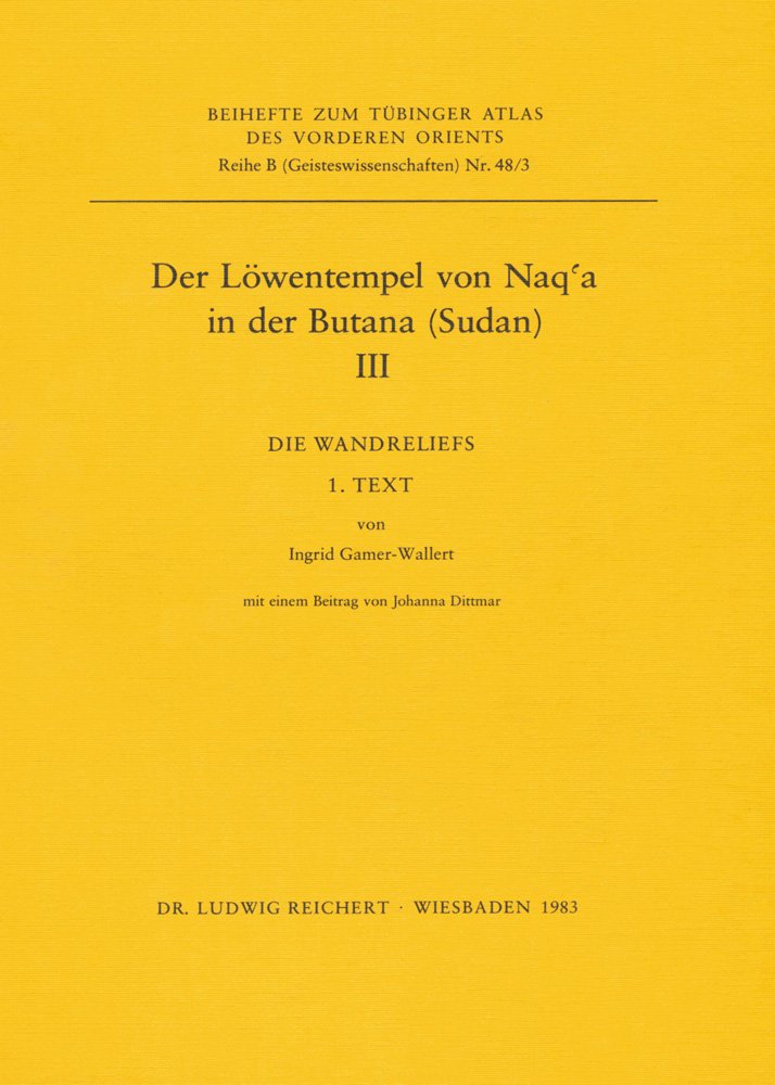 TAVO B 48/3: III Die Wandreliefs 1. Text; 2. Tafeln (Tubinger Atlas des Vorderen Orients (TAVO)) (German Edition)