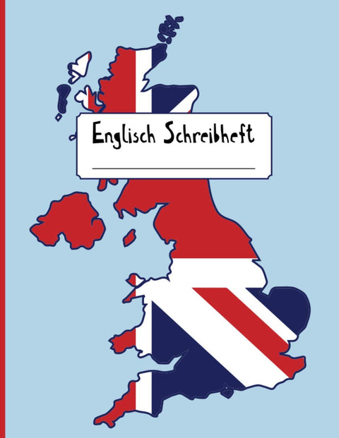 Englisch Schreibheft: Englisches Notizbuch 8.5x11 zoll ca DIN A4 | 112 linierte Seiten mit weißem Rand | Schönes Arbeits