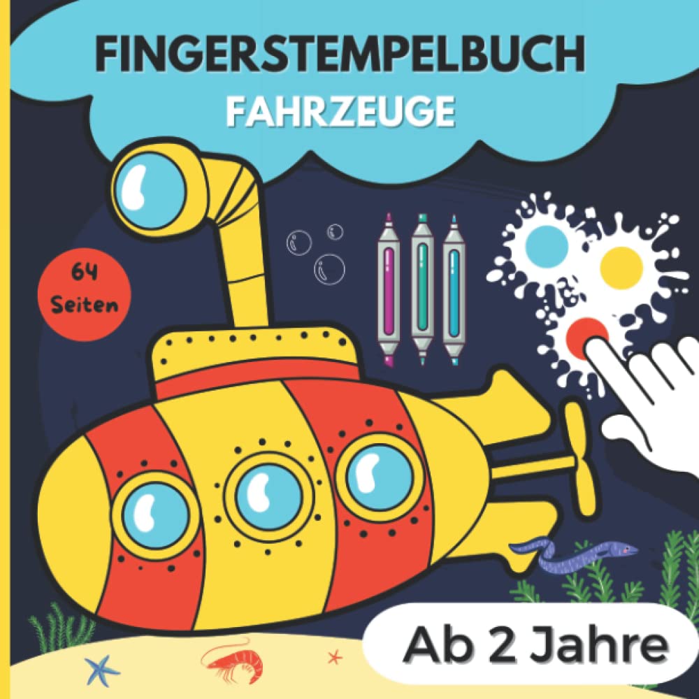 Fingerstempelbuch Ab 2 Jahren: Fahrzeuge Fingerstempel Malen und Basteln | Fingerfarben Stempelbuch und Bastelbuch für K