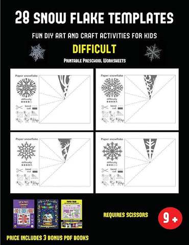 Printable Preschool Worksheets (28 snowflake templates - Fun DIY art and craft activities for kids - Difficult): Arts an