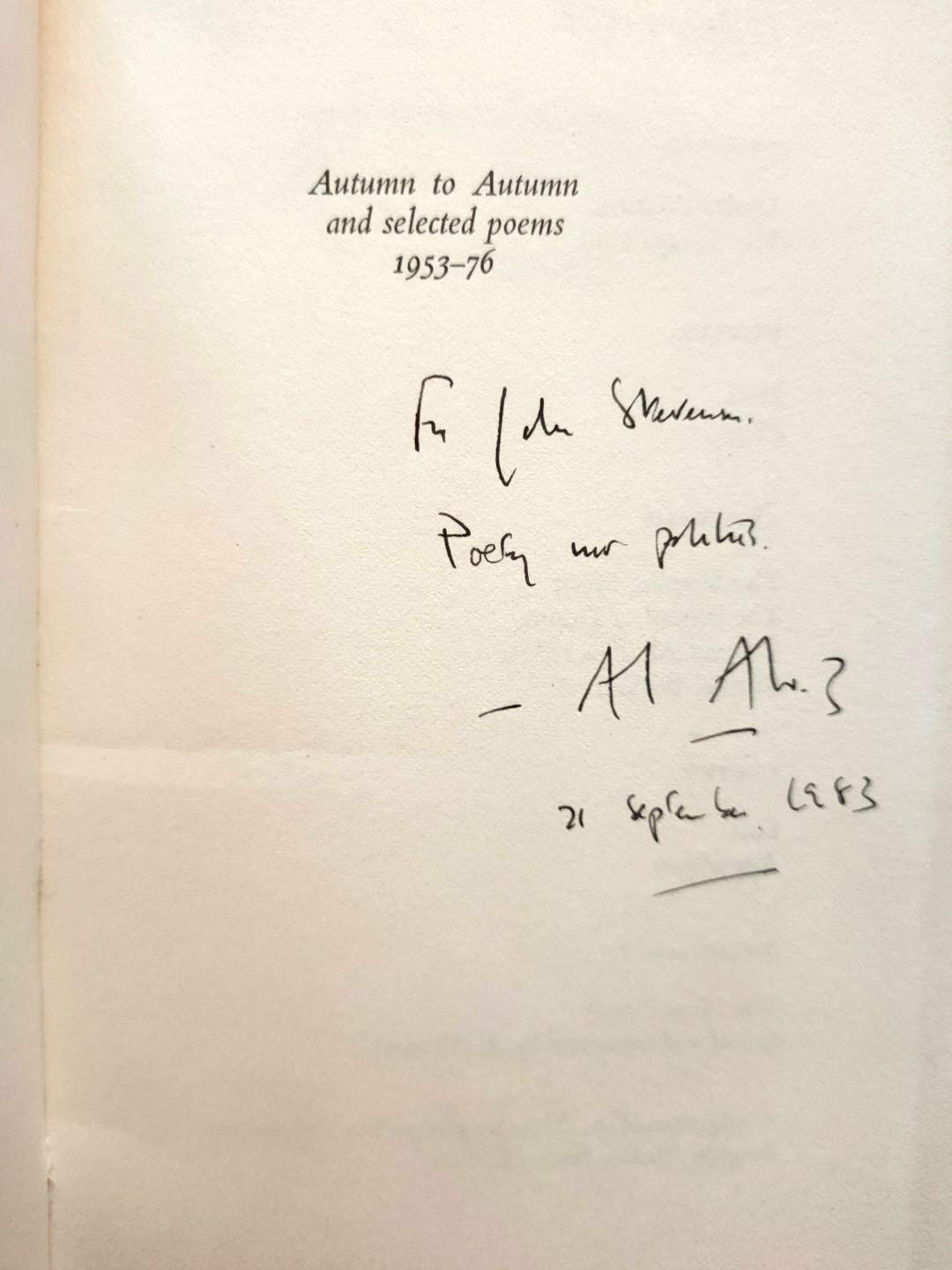 Autumn to autumn, and selected poems, 1953-76